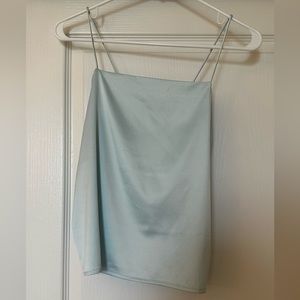 Zara satin blue crop top